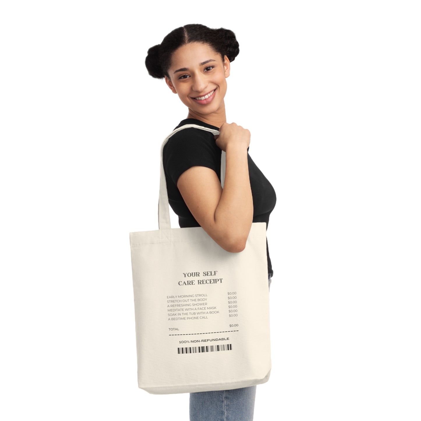 Self Care Receipt Woven Tote Bag