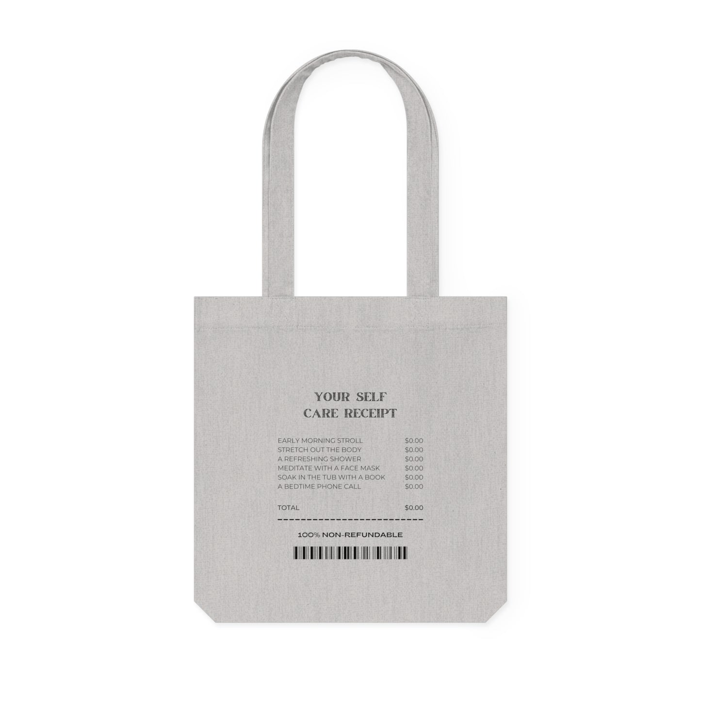 Self Care Receipt Woven Tote Bag