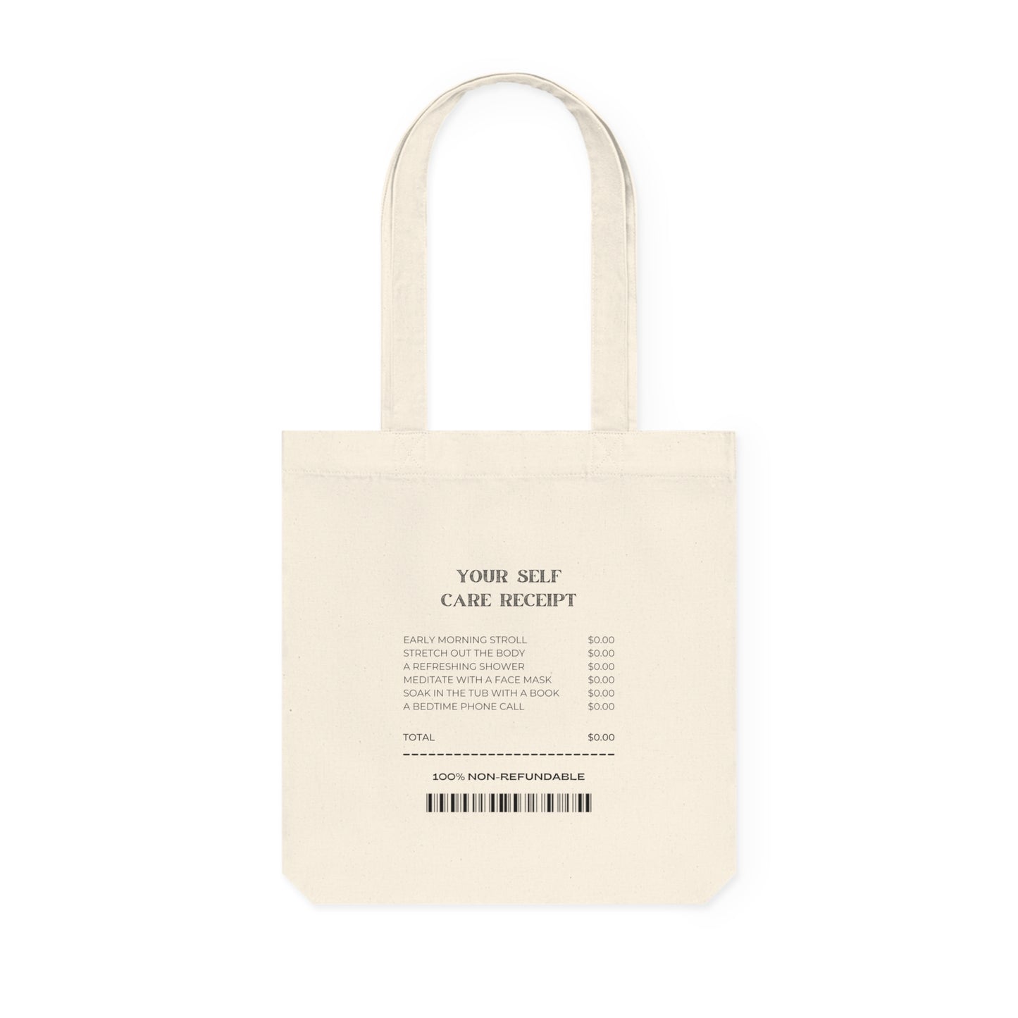 Self Care Receipt Woven Tote Bag
