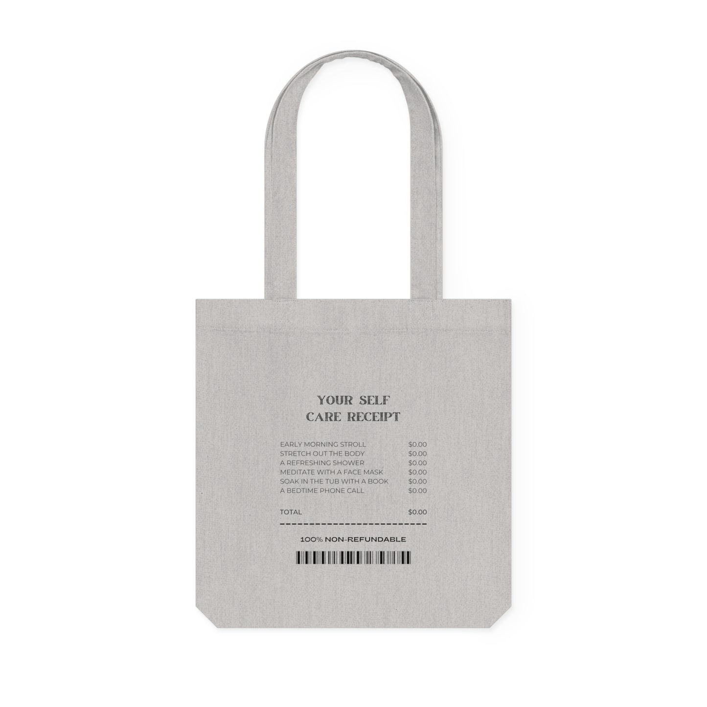 Self Care Receipt Woven Tote Bag