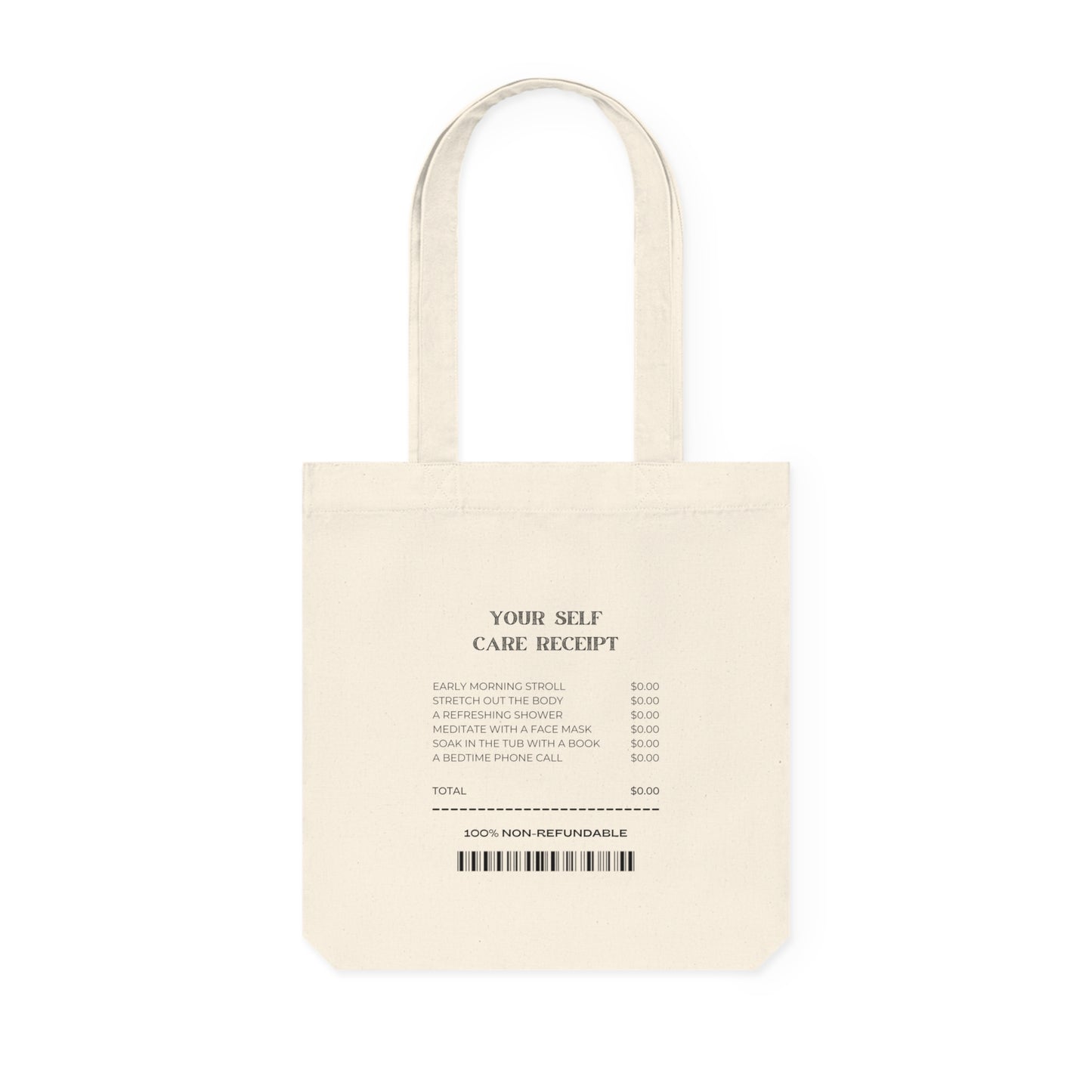 Self Care Receipt Woven Tote Bag