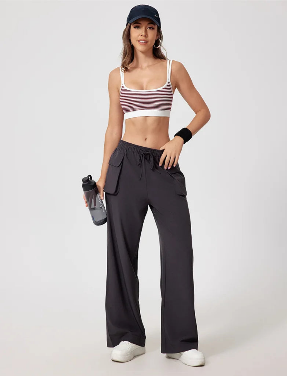 Lightweight Quick-Dry Yoga Cargo Pants – High Waist Outdoor Running Trousers with Pockets
