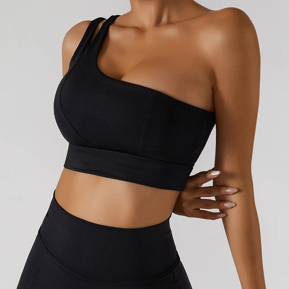 One-Shoulder Sports Bra – Push-Up Support Activewear