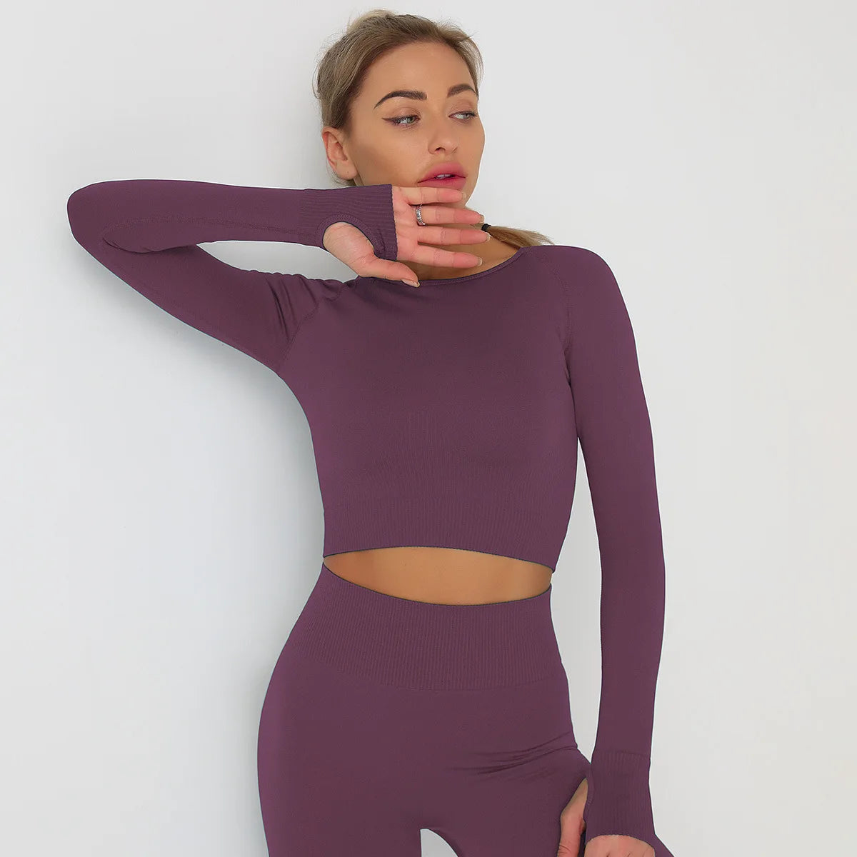 Solid Color seamless gym Yoga Set Legging +sport bra+short+long sleeves Tracksuit Women Gym Suit Comprehensive Training Jogging