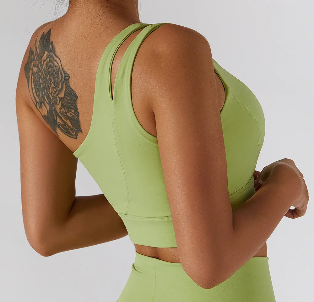 One-Shoulder Sports Bra – Push-Up Support Activewear