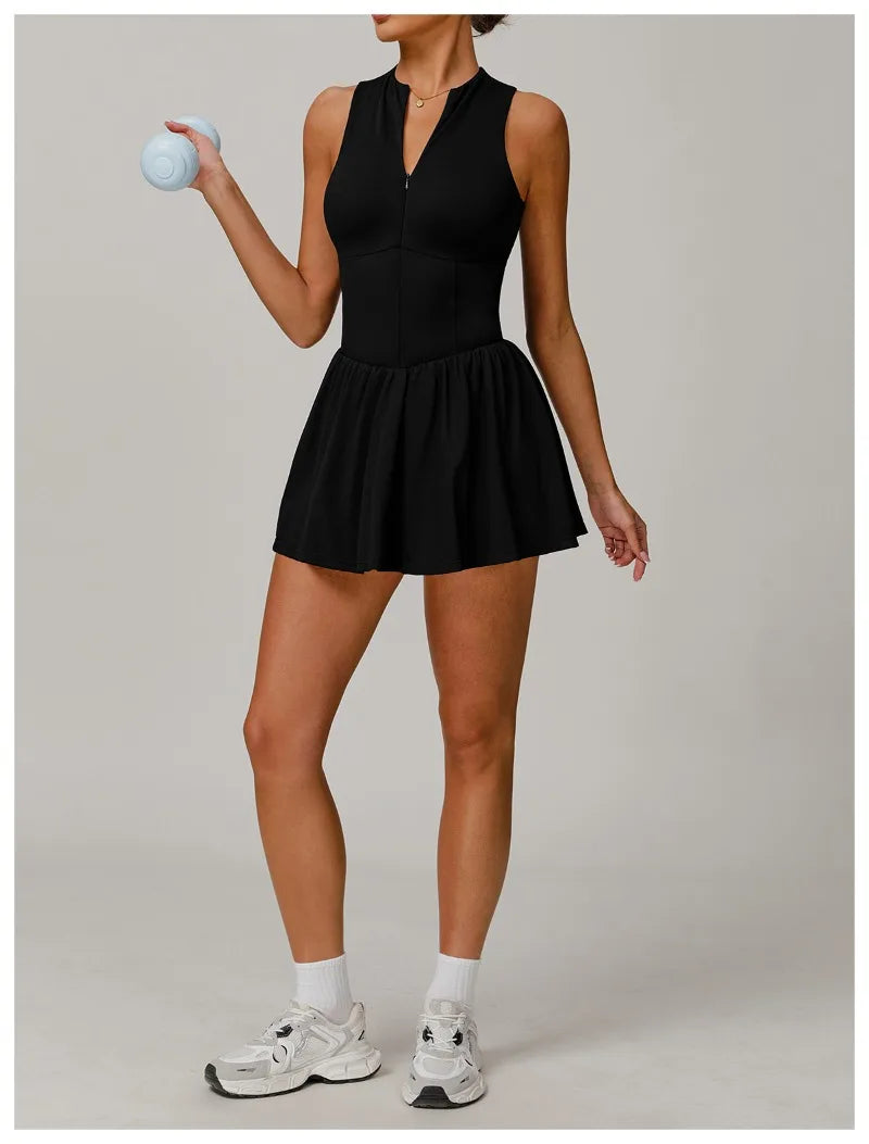 Tennis Skirt with Stand-Up Collar – Seamless Active Dress