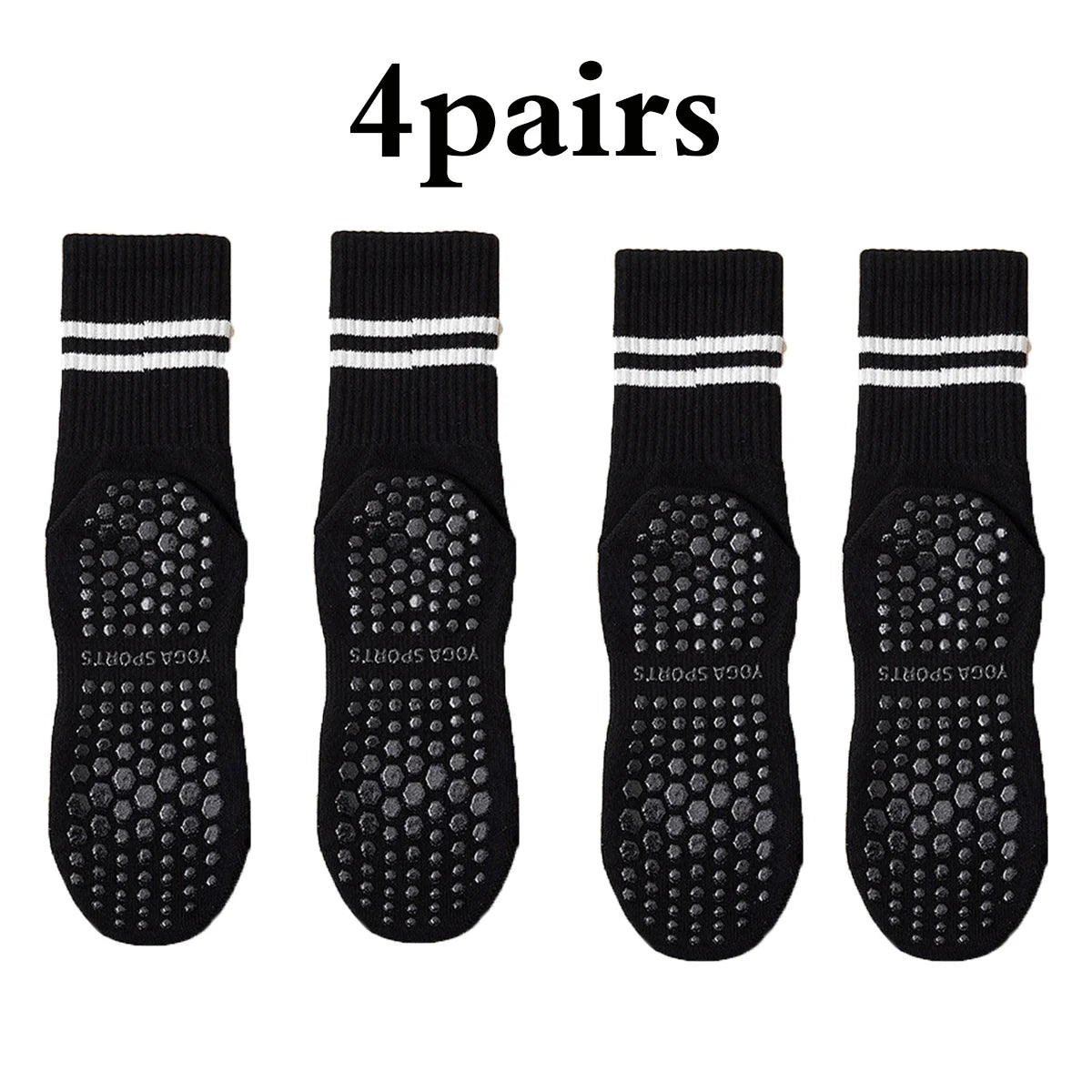 Set van 4 Paar Anti-Slip Yogasokken – Kniehoog, Comfortabel & Ademend