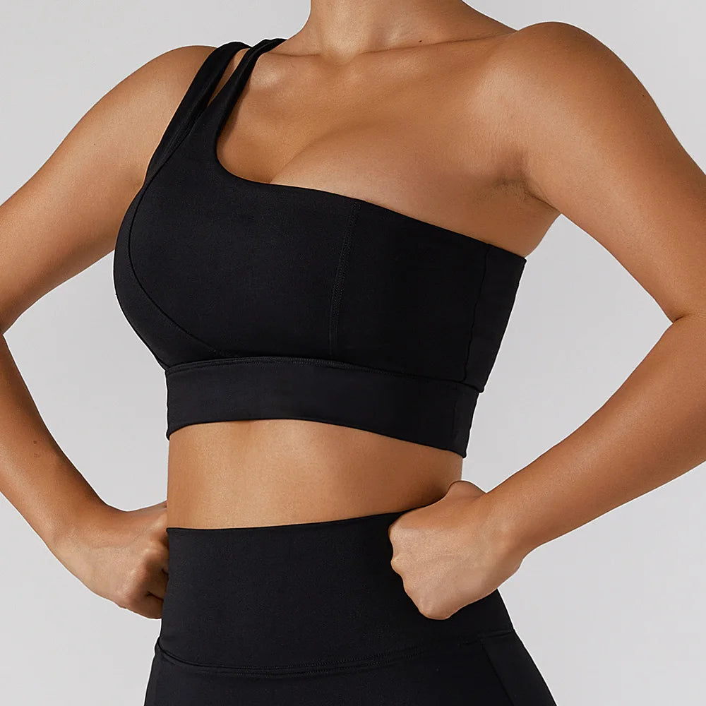 One-Shoulder Sports Bra – Push-Up Support Activewear