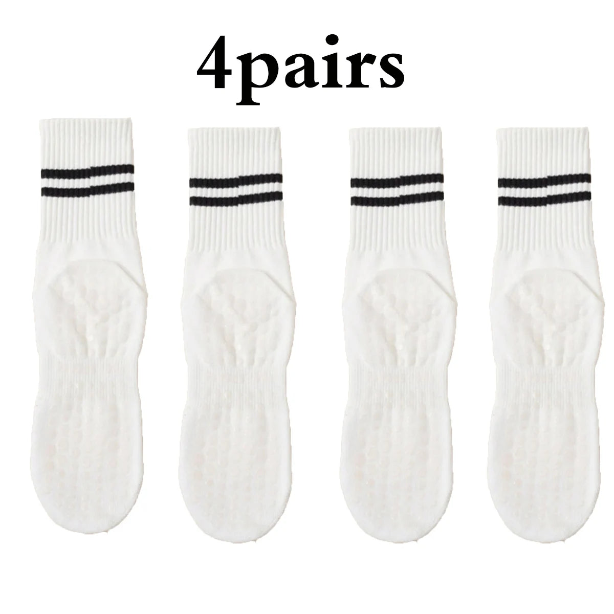 Set van 4 Paar Anti-Slip Yogasokken – Kniehoog, Comfortabel & Ademend
