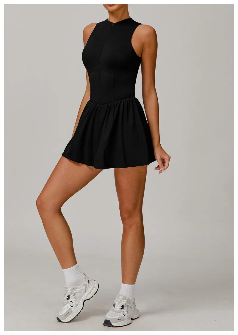 Tennis Skirt with Stand-Up Collar – Seamless Active Dress