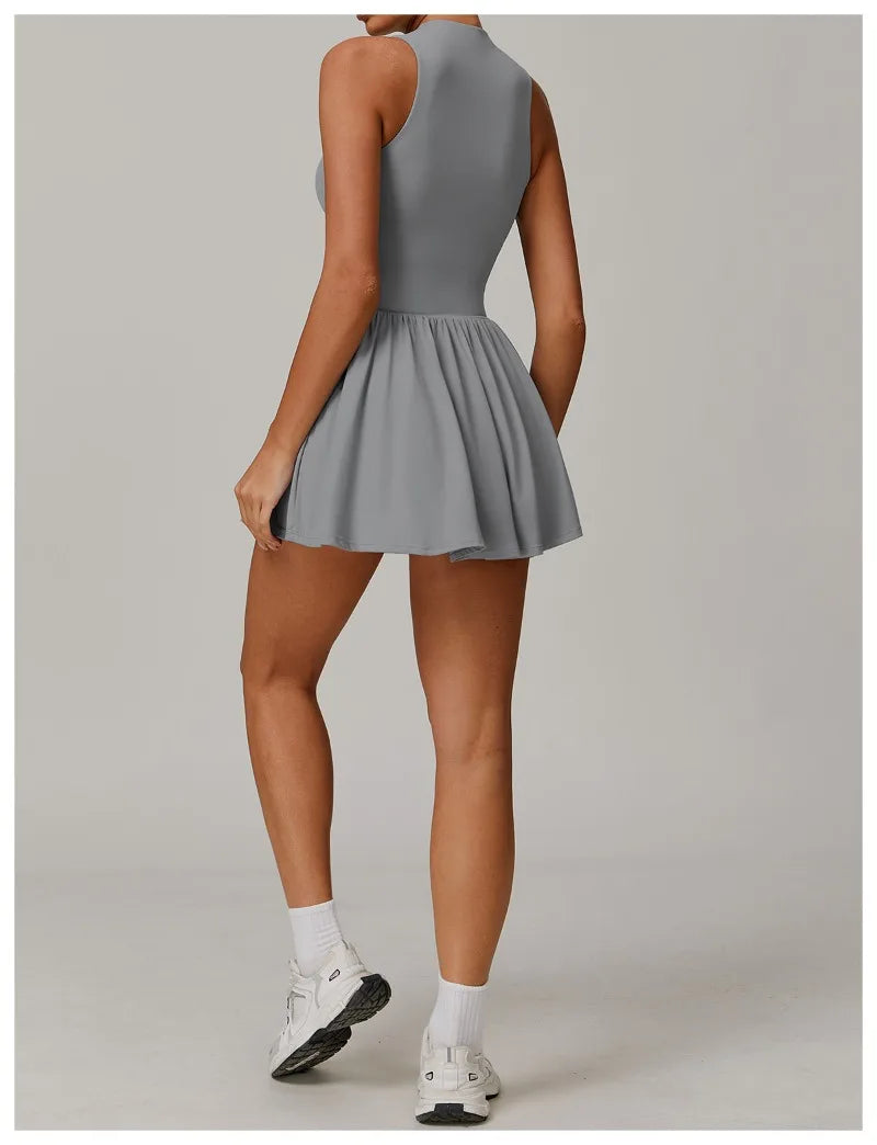 Tennis Skirt with Stand-Up Collar – Seamless Active Dress