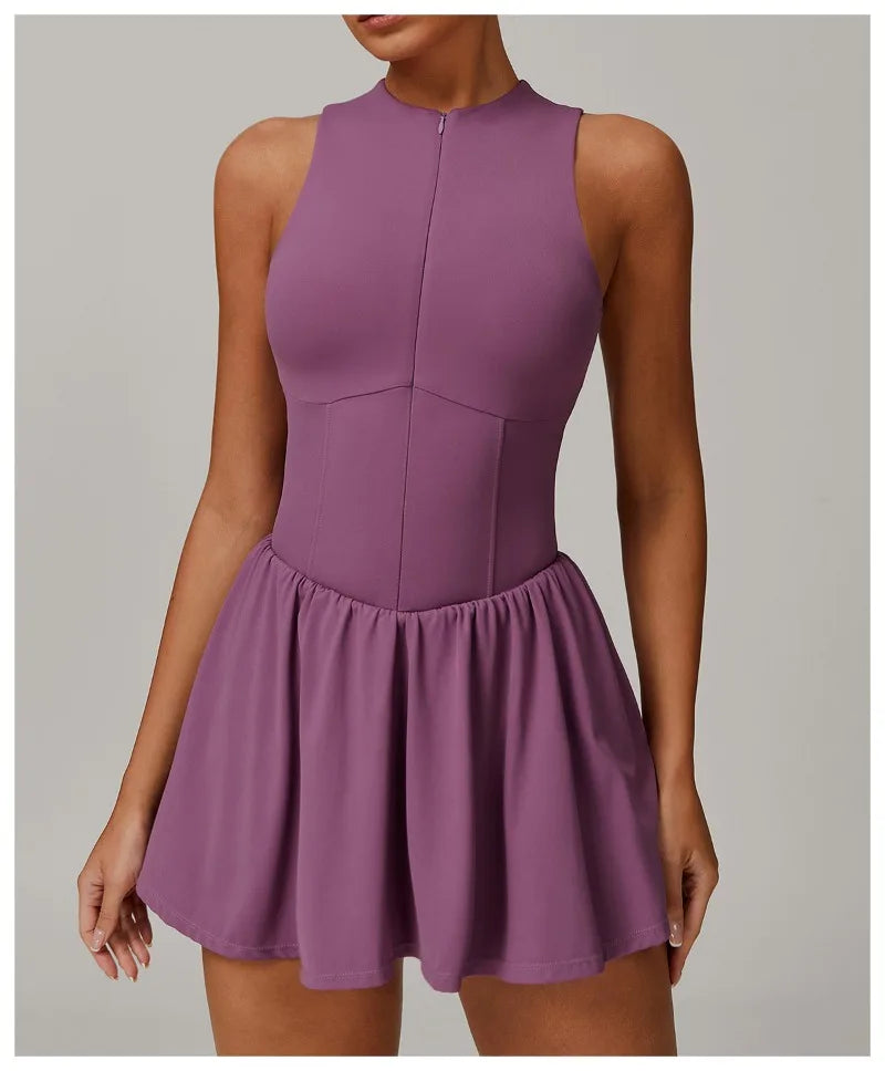 Tennis Skirt with Stand-Up Collar – Seamless Active Dress