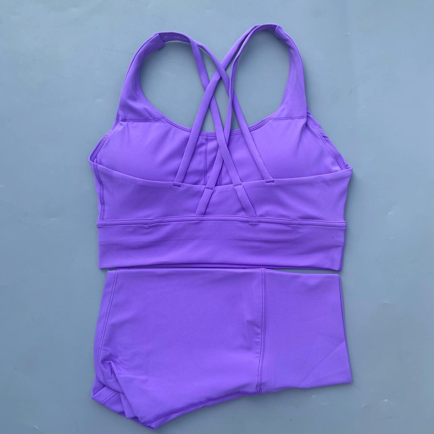 Solid Color gym bike Yoga Set short Legging +cross sport bra Tracksuit Athletic Women Gym Suit Comprehensive Training Jogging