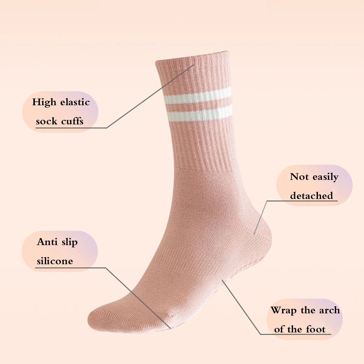 Set van 4 Paar Anti-Slip Yogasokken – Kniehoog, Comfortabel & Ademend