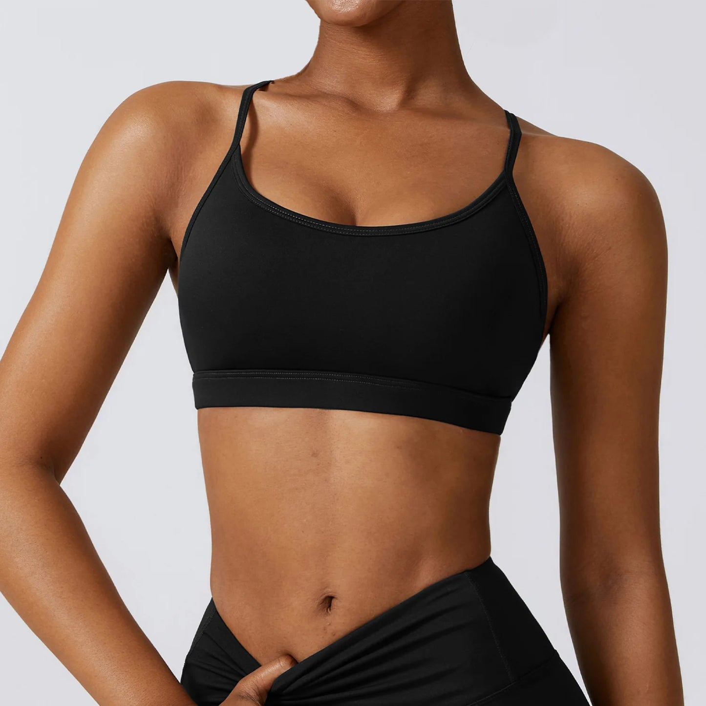 FlowLite Sports Bra – Light Support Cross-Back Yoga Top