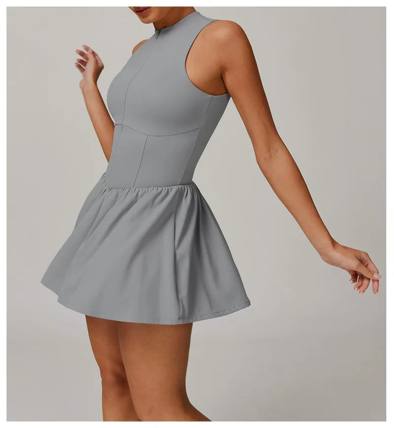 Tennis Skirt with Stand-Up Collar – Seamless Active Dress