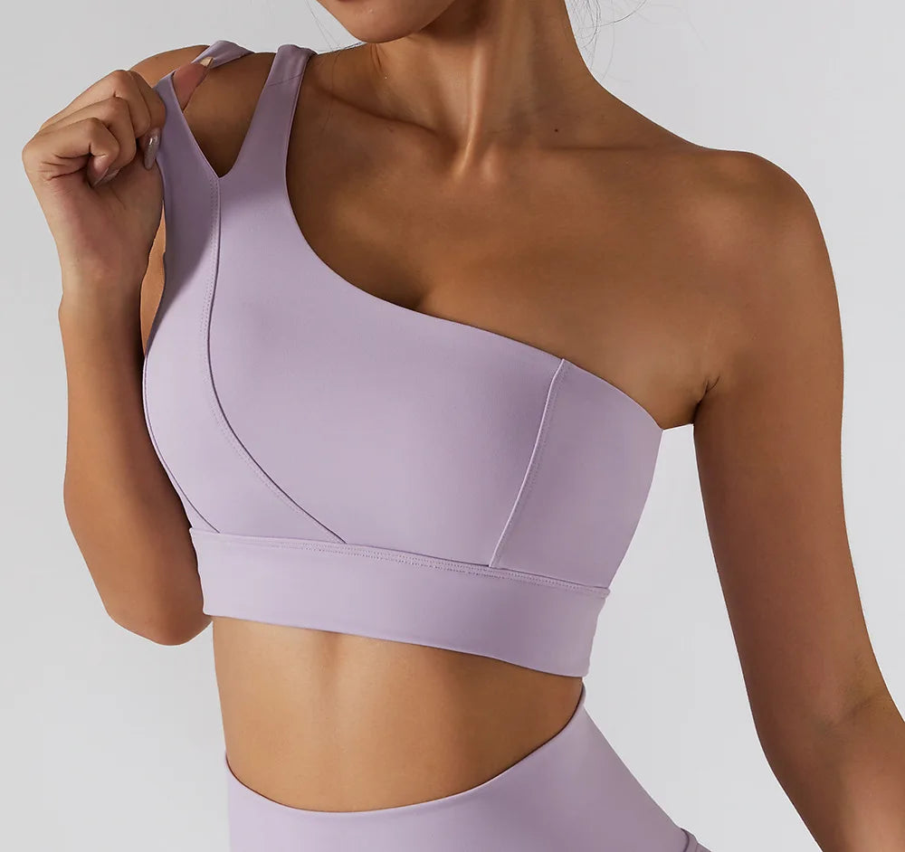 One-Shoulder Sports Bra – Push-Up Support Activewear
