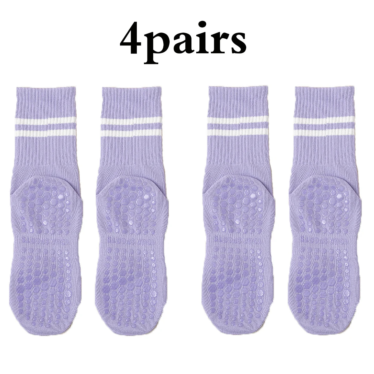 Set van 4 Paar Anti-Slip Yogasokken – Kniehoog, Comfortabel & Ademend