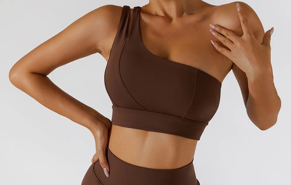 One-Shoulder Sports Bra – Push-Up Support Activewear