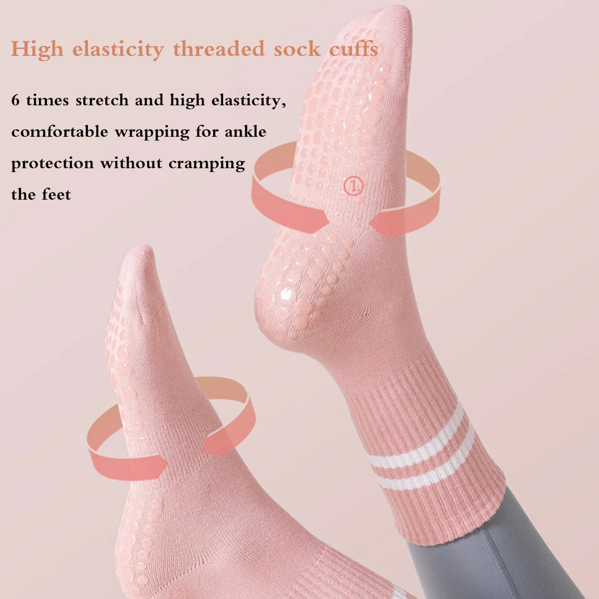 Set van 4 Paar Anti-Slip Yogasokken – Kniehoog, Comfortabel & Ademend