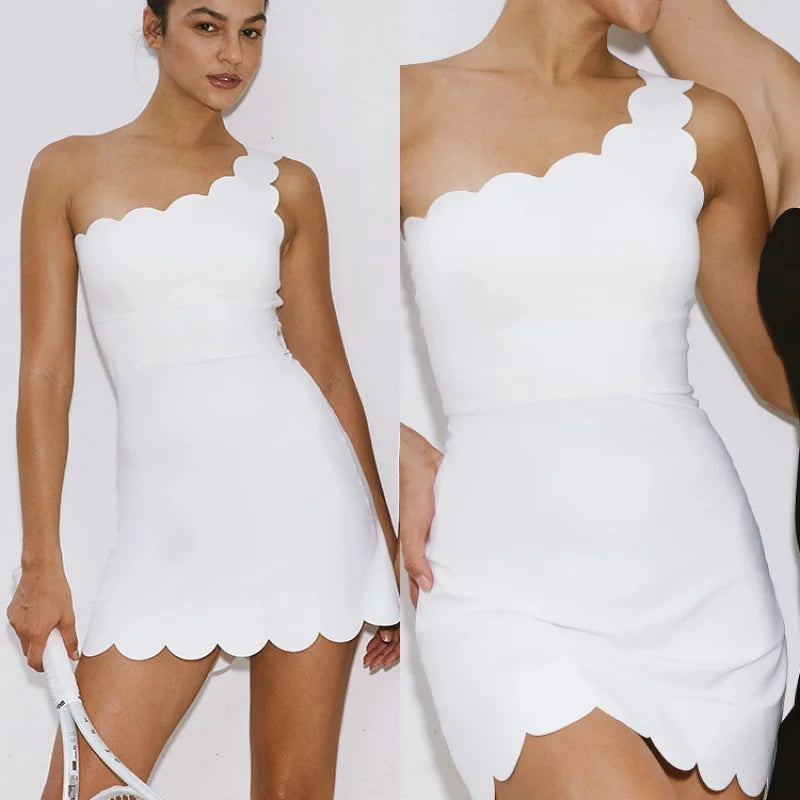 Off-Shoulder Lace Tennis Dress – Sculpted One-Piece Activewear