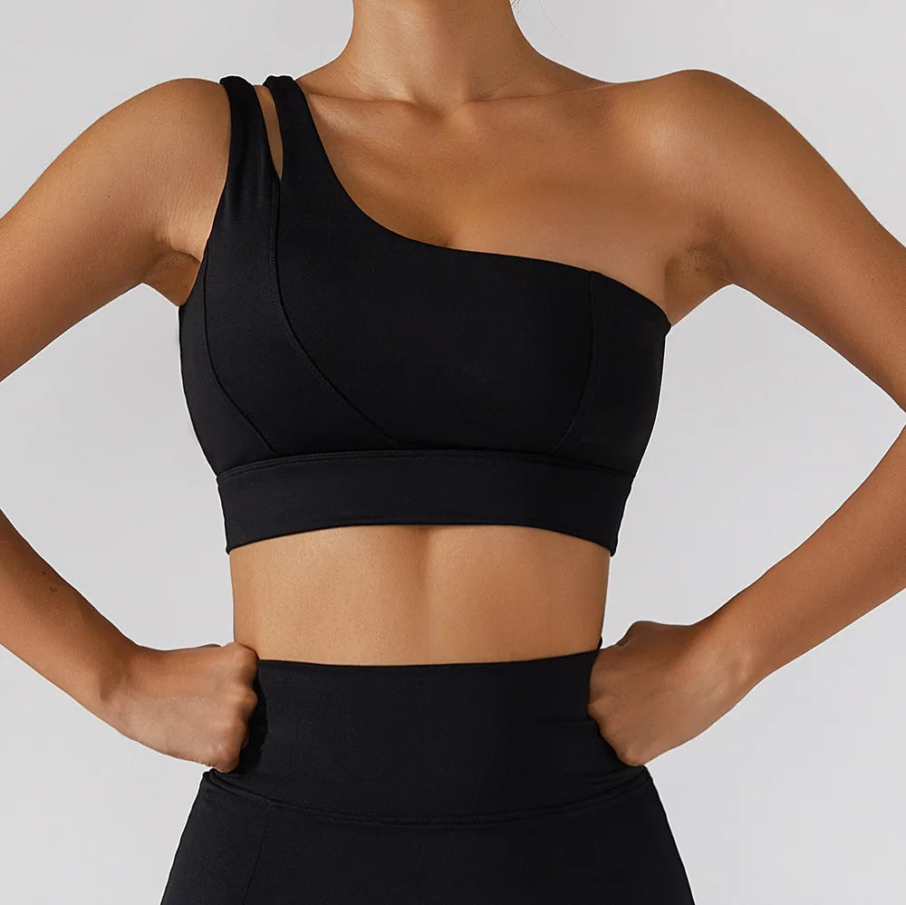 One-Shoulder Sports Bra – Push-Up Support Activewear