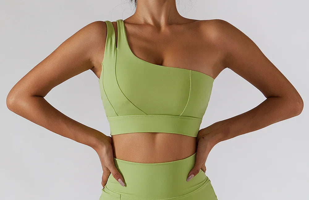 One-Shoulder Sports Bra – Push-Up Support Activewear