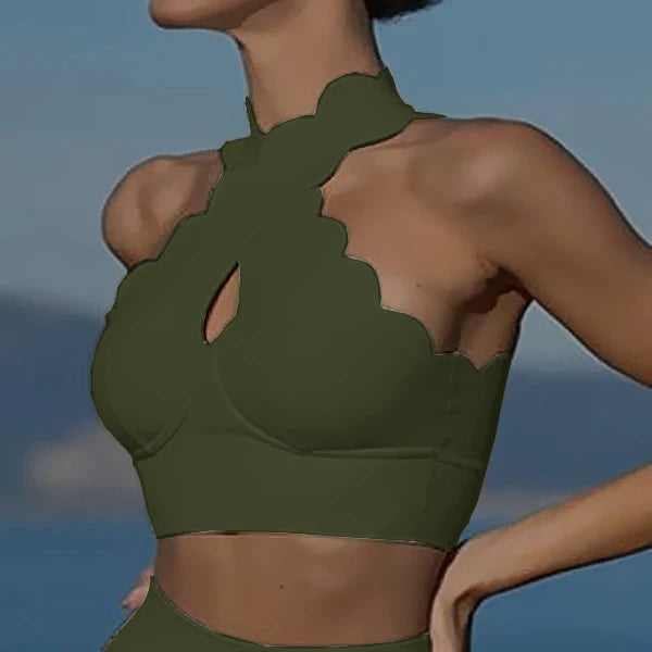 Laser-Cut Sports Bra – Seamless Support Active Top