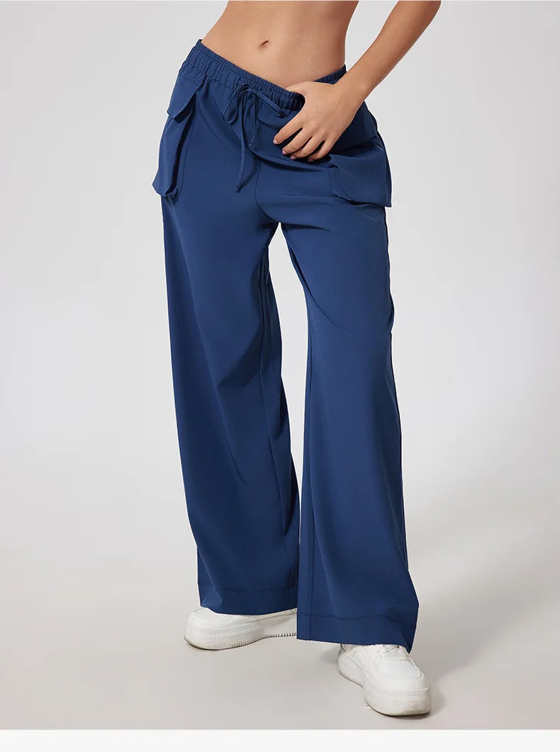 Lightweight Quick-Dry Yoga Cargo Pants – High Waist Outdoor Running Trousers with Pockets
