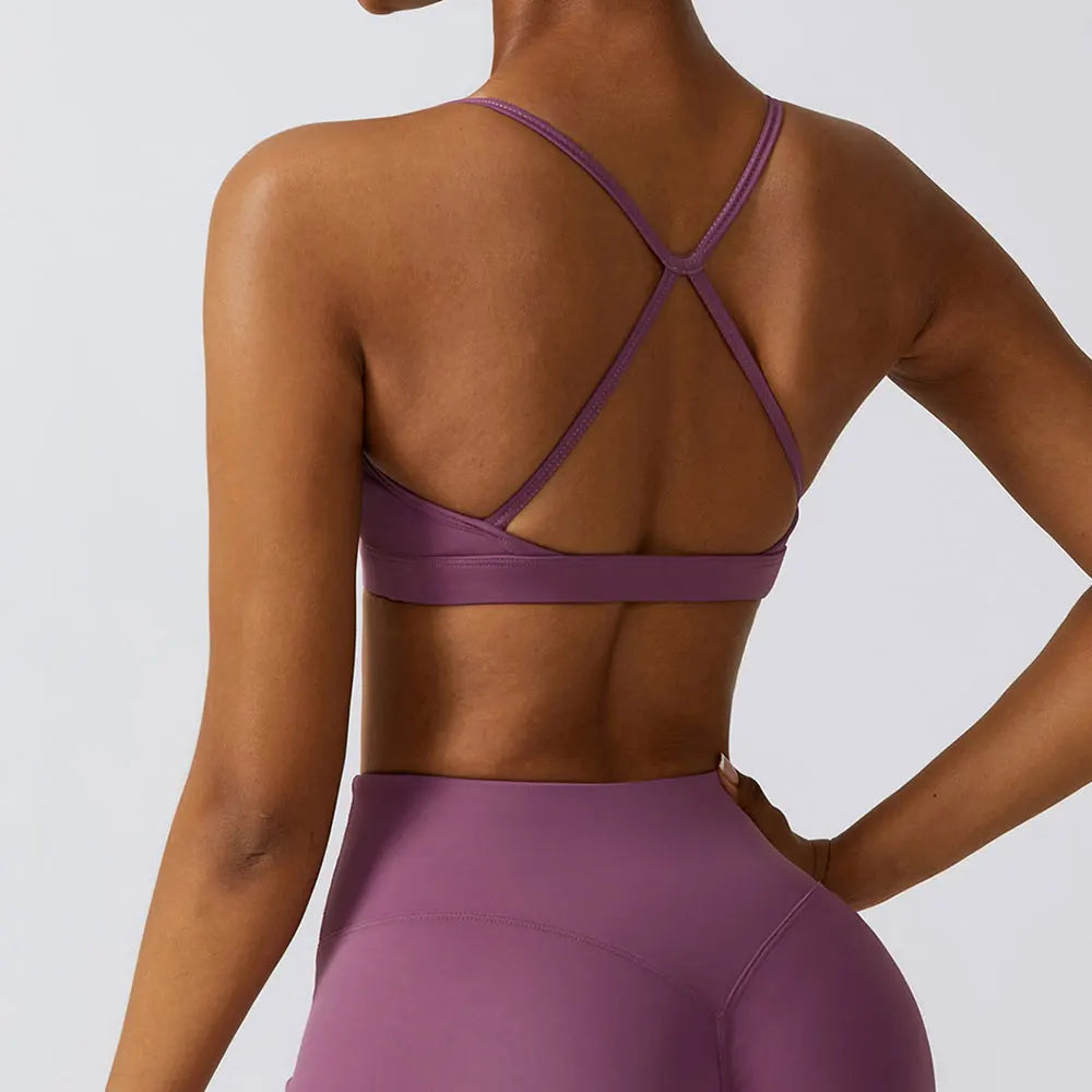 FlowLite Sports Bra – Light Support Cross-Back Yoga Top