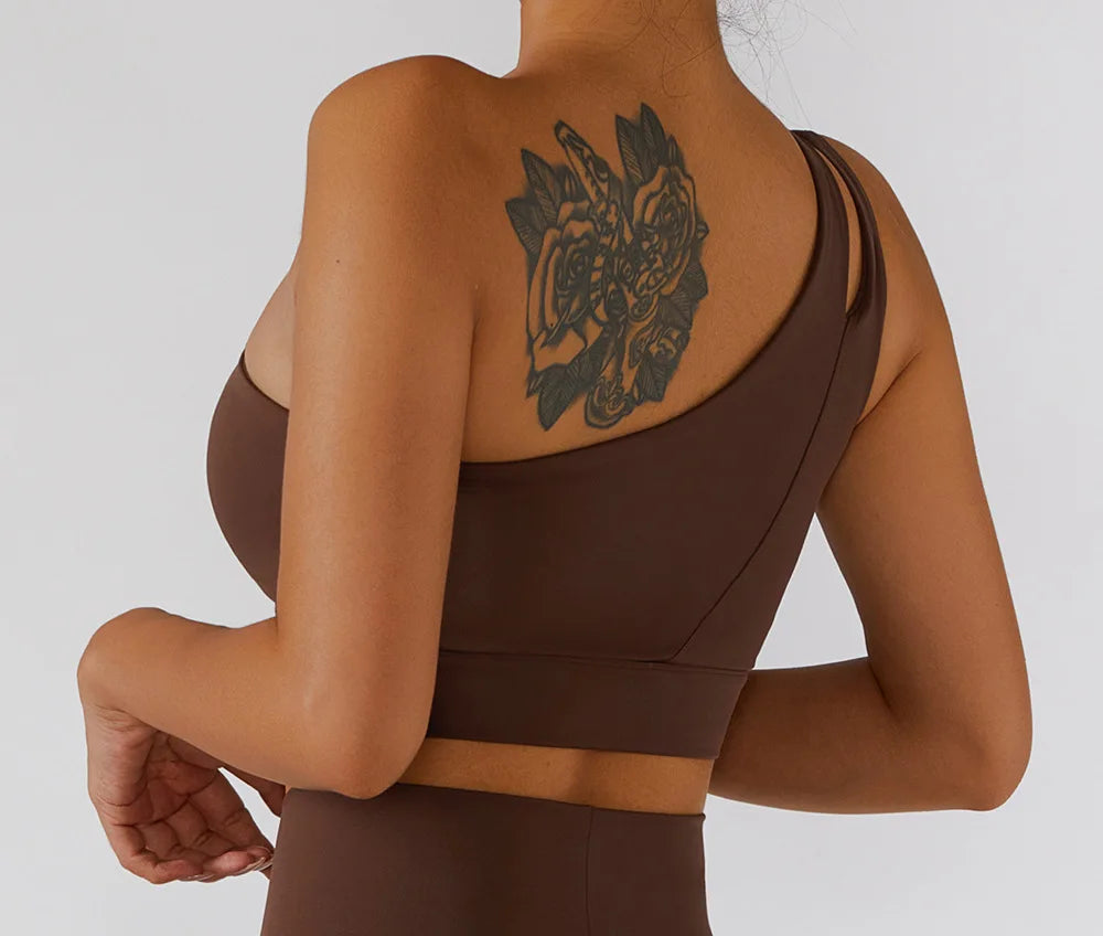 One-Shoulder Sports Bra – Push-Up Support Activewear