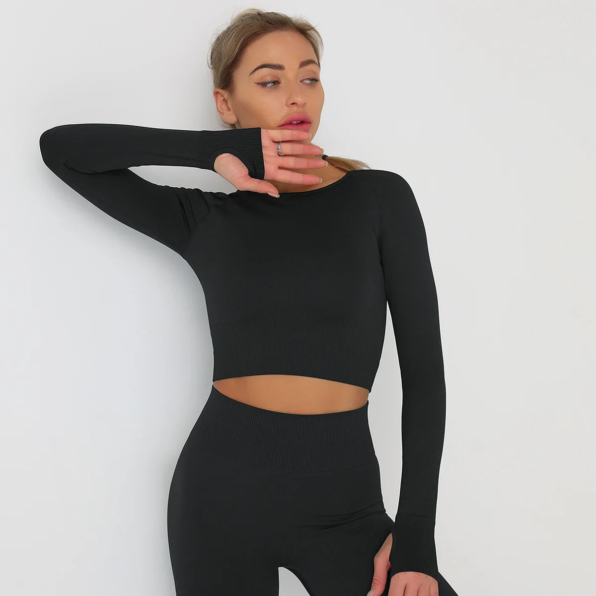 Solid Color seamless gym Yoga Set Legging +sport bra+short+long sleeves Tracksuit Women Gym Suit Comprehensive Training Jogging