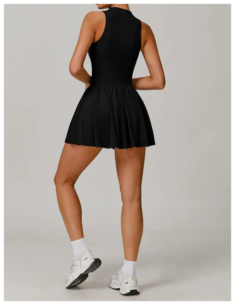 Tennis Skirt with Stand-Up Collar – Seamless Active Dress