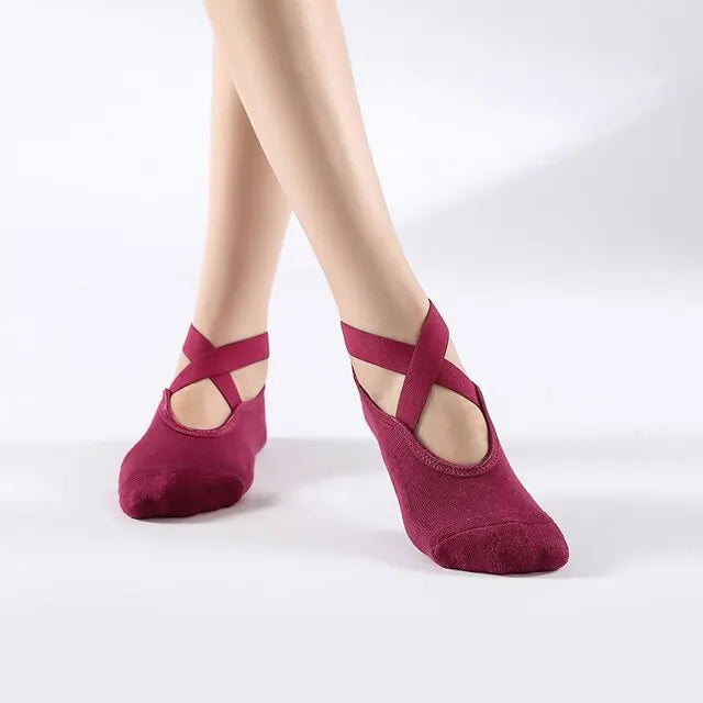 Urban Rhythm™ Grip Flow Pilates Socks – Anti-Slip Cotton Yoga Essentials