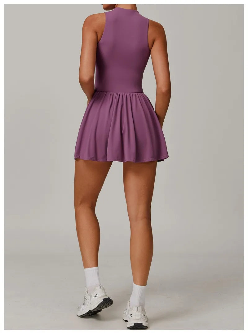 Tennis Skirt with Stand-Up Collar – Seamless Active Dress