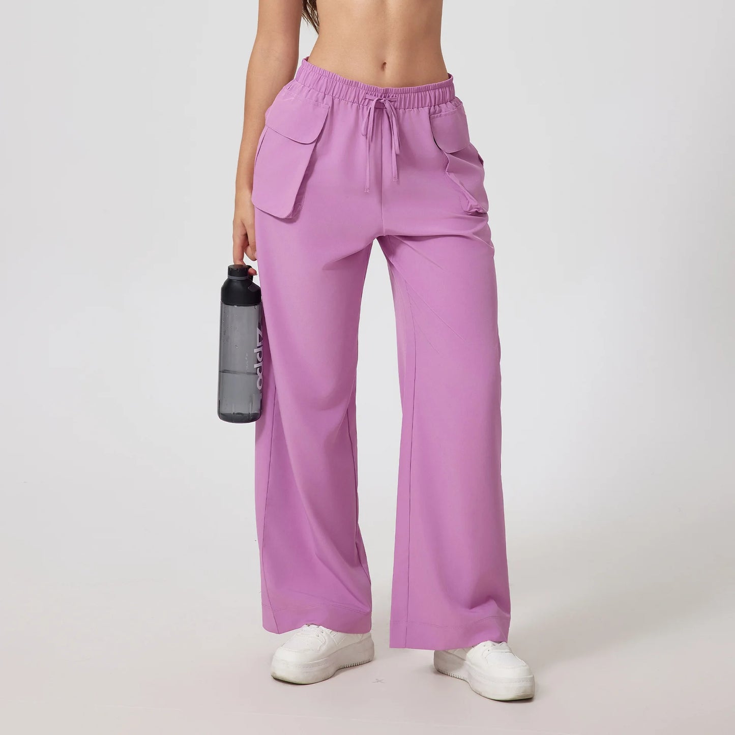 Lightweight Quick-Dry Yoga Cargo Pants – High Waist Outdoor Running Trousers with Pockets