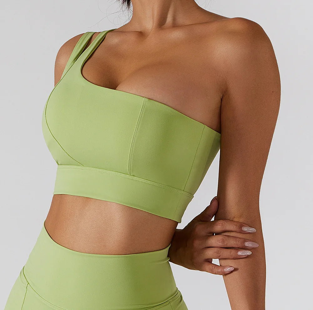 One-Shoulder Sports Bra – Push-Up Support Activewear