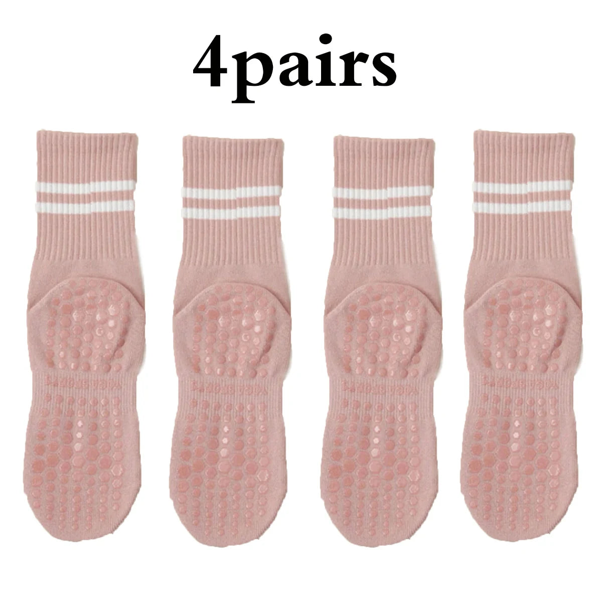 Set van 4 Paar Anti-Slip Yogasokken – Kniehoog, Comfortabel & Ademend