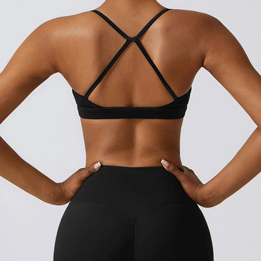 FlowLite Sports Bra – Light Support Cross-Back Yoga Top