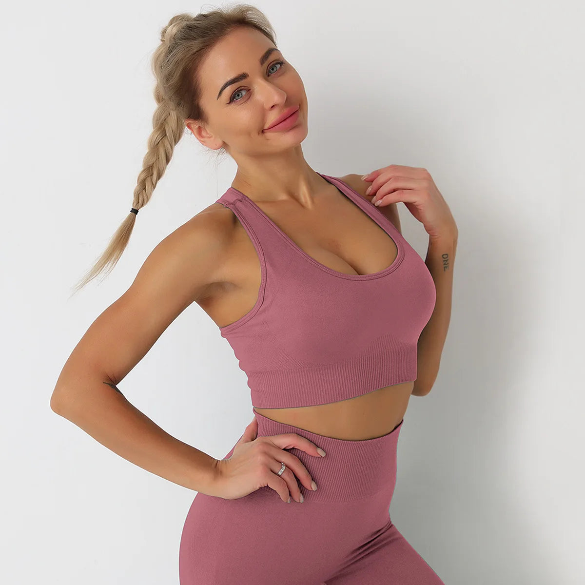 Solid Color seamless gym Yoga Set Legging +sport bra+short+long sleeves Tracksuit Women Gym Suit Comprehensive Training Jogging