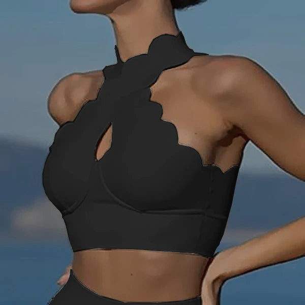 Laser-Cut Sports Bra – Seamless Support Active Top