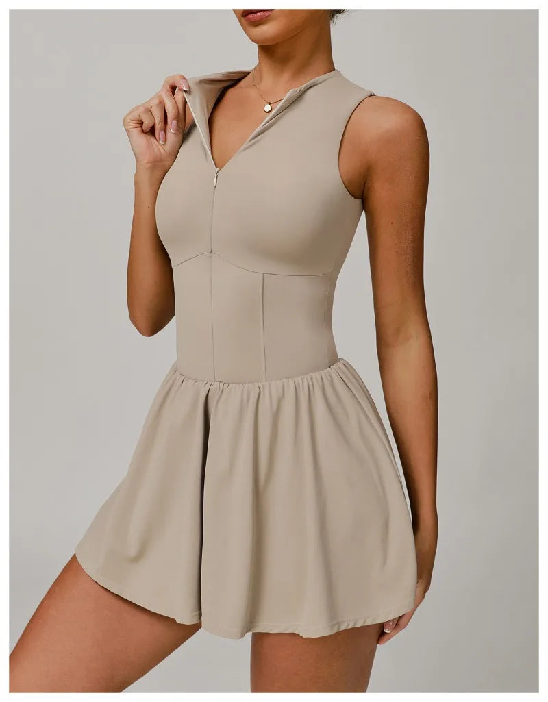 Tennis Skirt with Stand-Up Collar – Seamless Active Dress