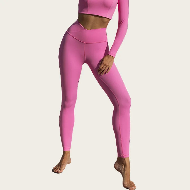 High-Waist V-Cut Yoga Pants – Breathable Active Leggings