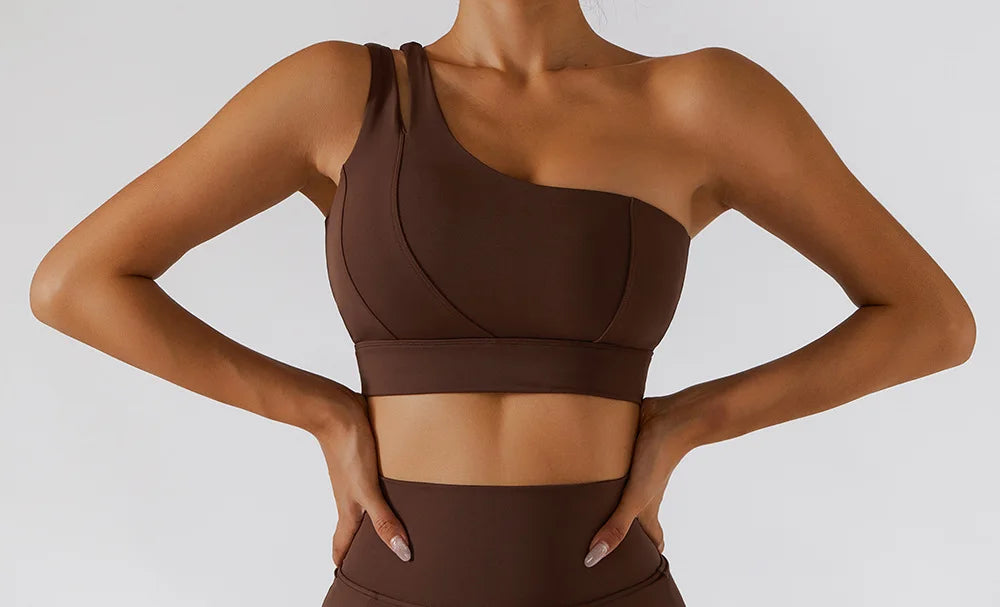 One-Shoulder Sports Bra – Push-Up Support Activewear