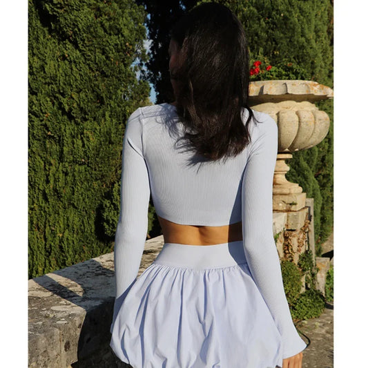 BloomFit Long Sleeve Yoga Top – Sculpted Elegance with 3D Flower Detail