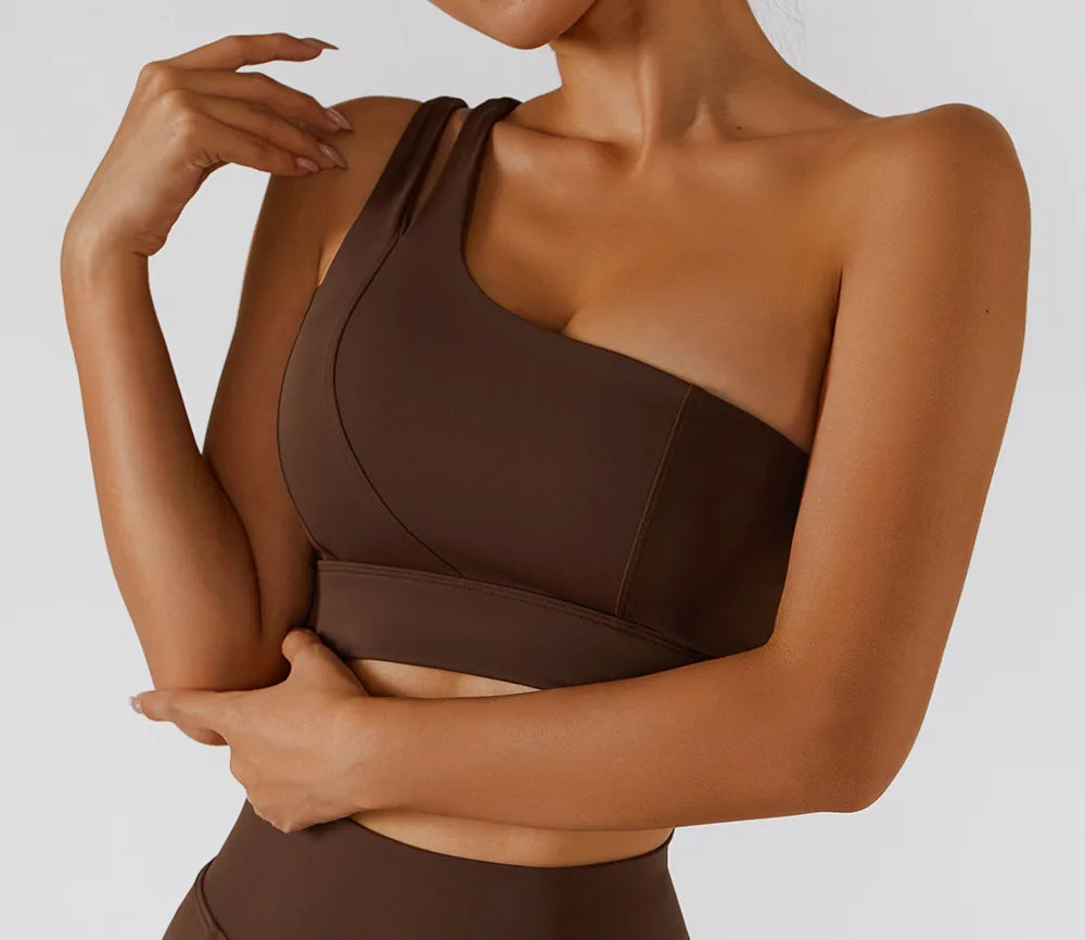 One-Shoulder Sports Bra – Push-Up Support Activewear