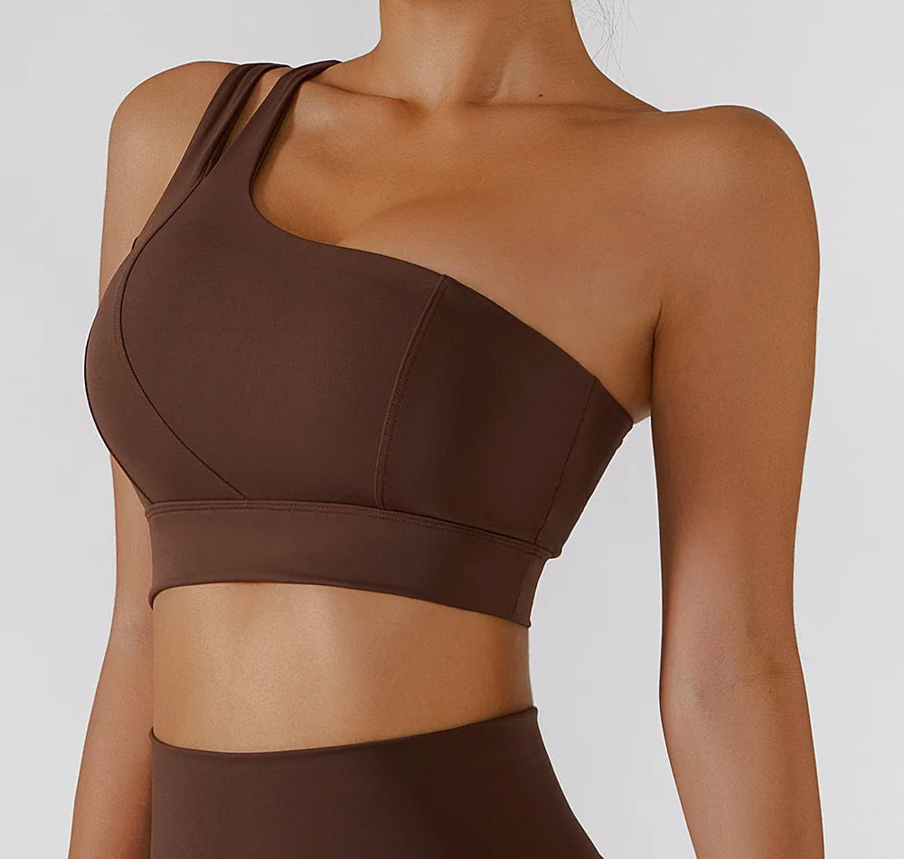 One-Shoulder Sports Bra – Push-Up Support Activewear