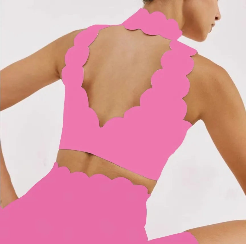 V-Collar Sport Top – Breathable Lace Strap Yoga & Fitness Bra