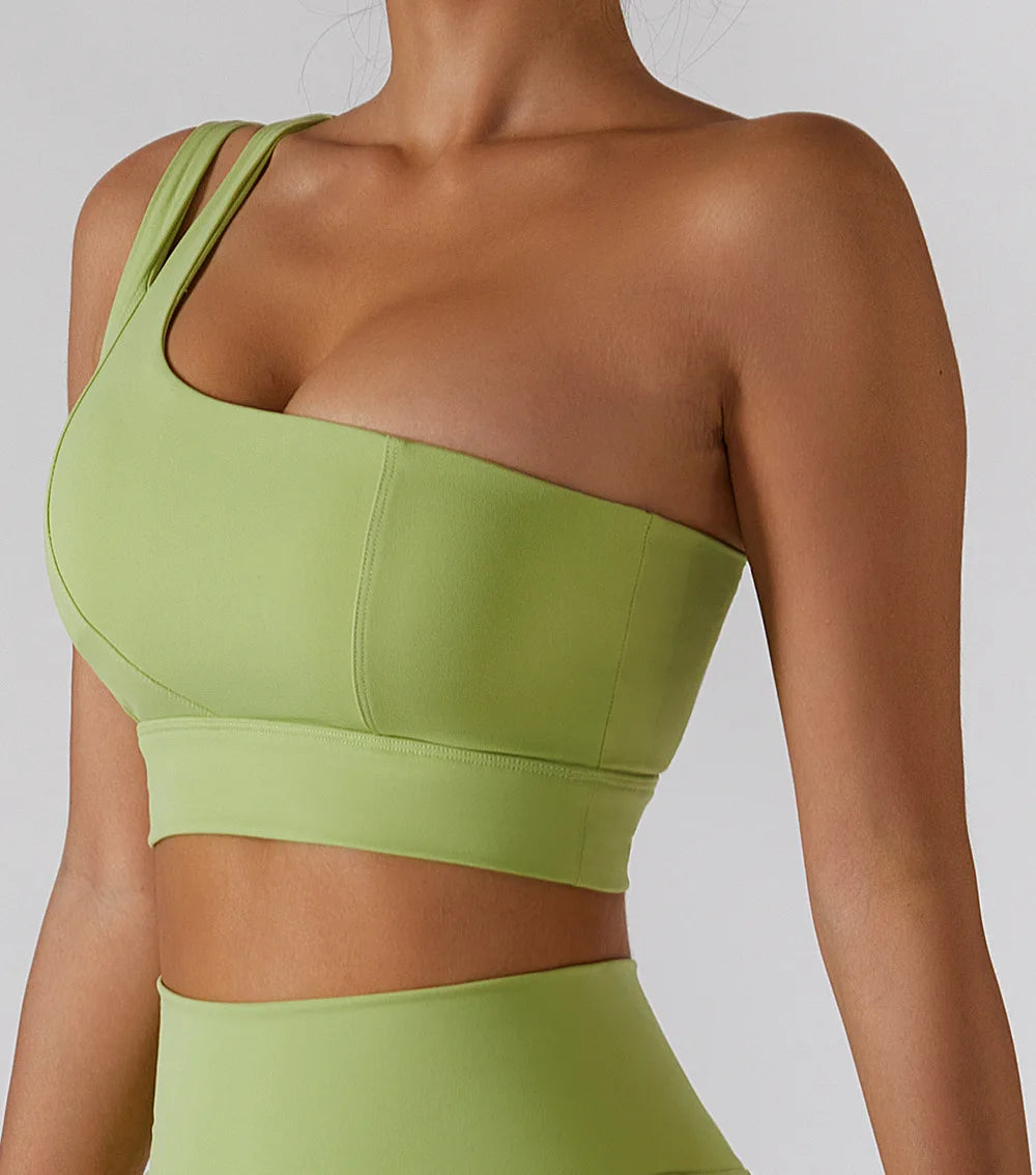 One-Shoulder Sports Bra – Push-Up Support Activewear