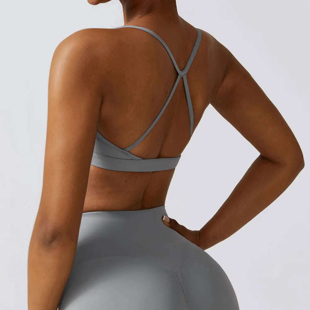 FlowLite Sports Bra – Light Support Cross-Back Yoga Top
